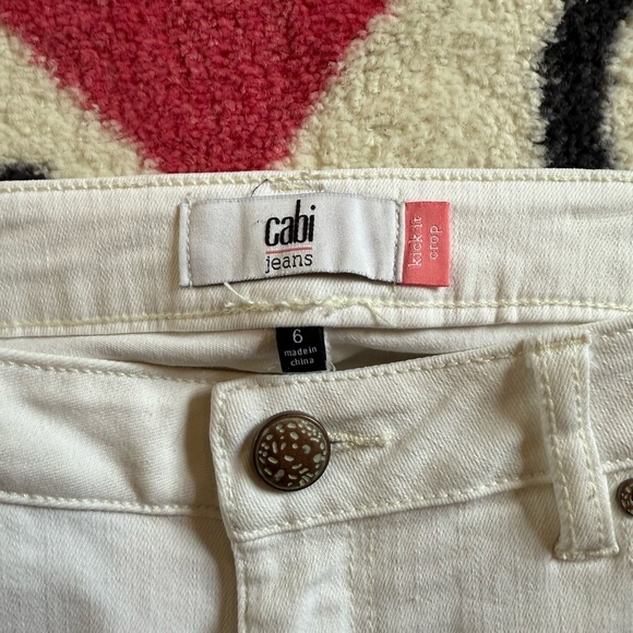 CAbi Kick It Crop Jeans Off White Casual Denim Size 6 - Picture 6 of 10